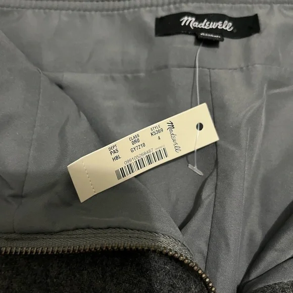 MADEWELL Fireside zip front skirt, NWT, size 4. Gray - Picture 7 of 9